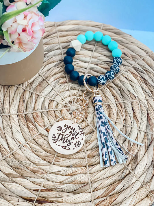 You Got This Teal and Black Wristlet