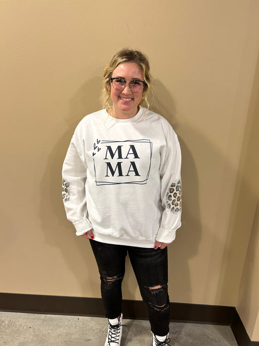 Mama with Cheetah Patches Crewneck Sweatshirt