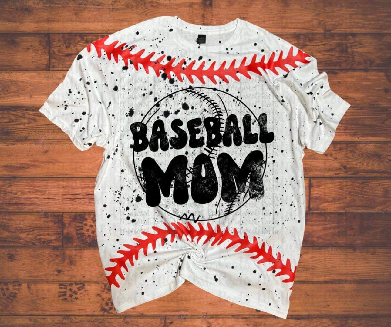 Baseball Mom with Laces Splattered Top