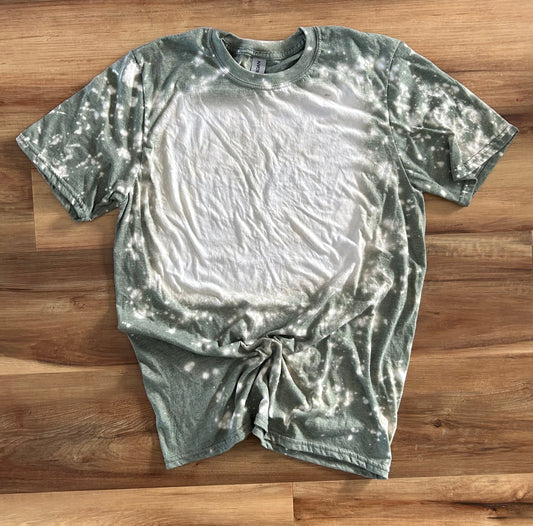 Blank Bleached T-shirt in Heather Military Green