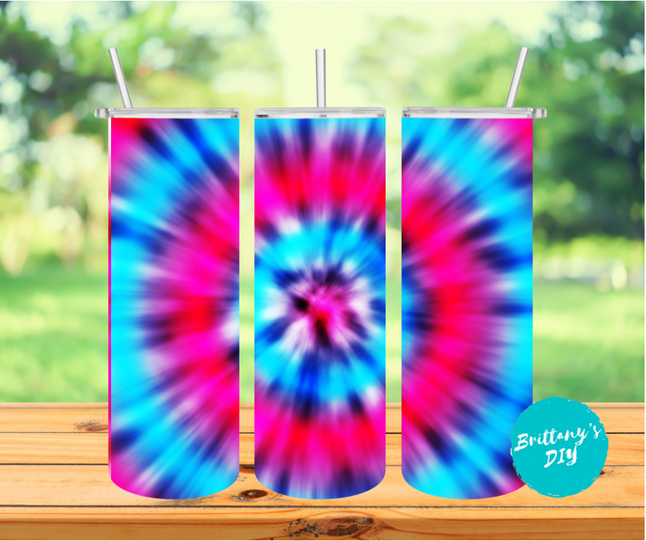 Purple Black and White Tie Dye Tumbler