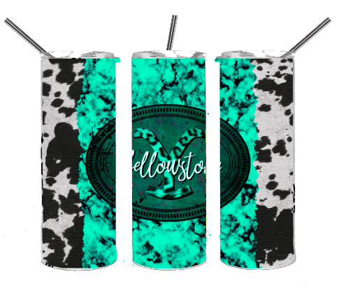 Yel_ow St_ne Mint and Cow Print Tumbler Sublimation Print