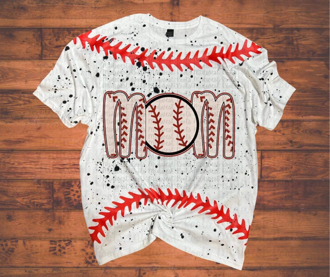 Baseball Mom 2 with Laces Splattered Top