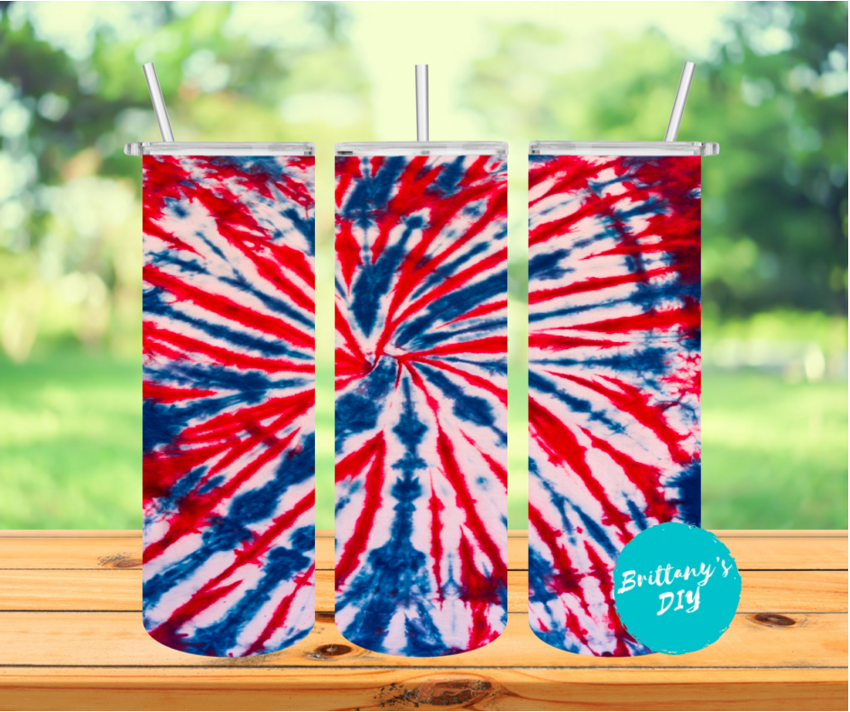 Red White and Blue Tie Dye Tumbler