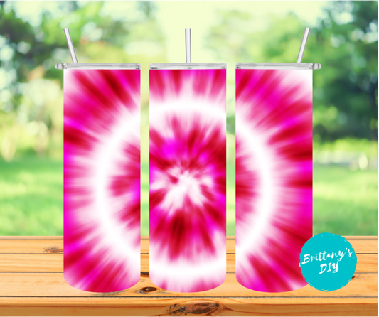 Pink and White Tie Dye Tumbler