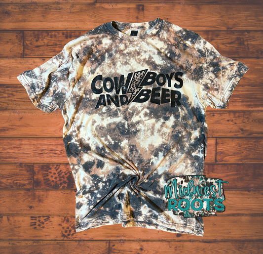 RTS Cowboys and Beer Cow Print Top
