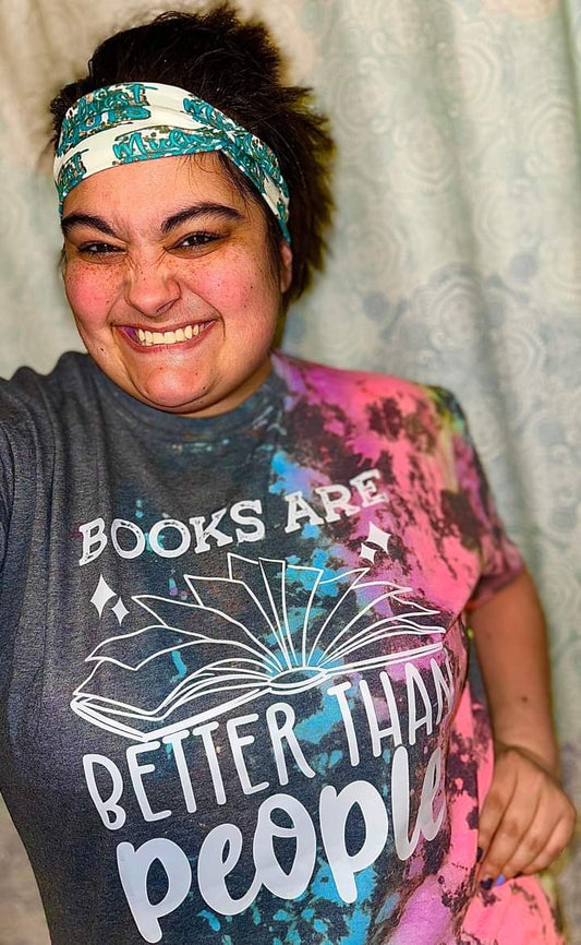 Books Are Better Than People Reverse Tie Dye Top