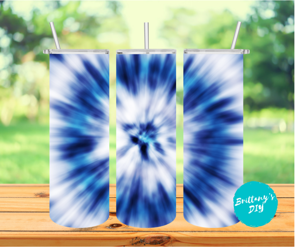 Purple Black and White Tie Dye Tumbler