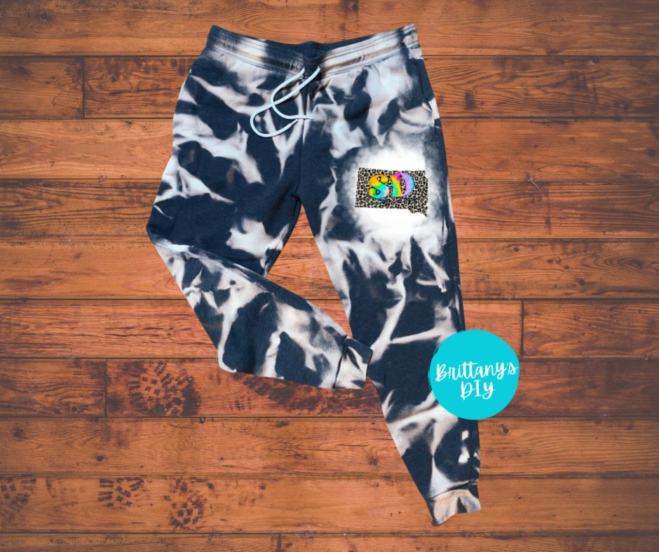 South Dakota Cheetah State Bleached Joggers in Dark Grey