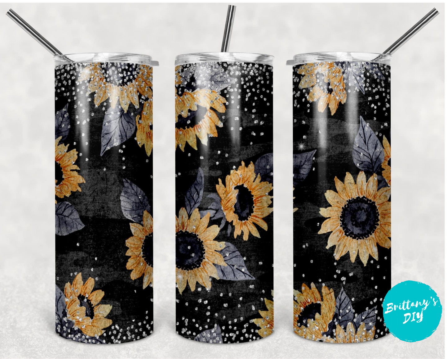 Black with Sunflowers Tumbler