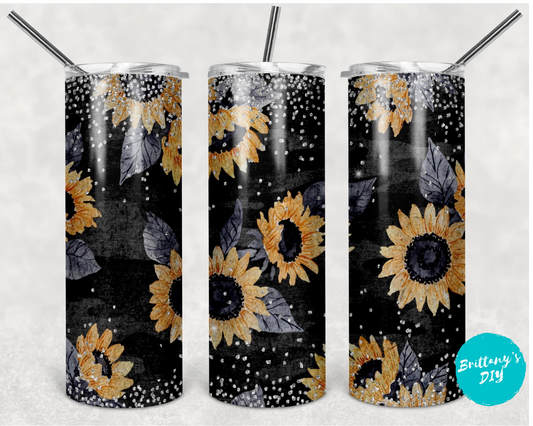 Black with Sunflowers Tumbler