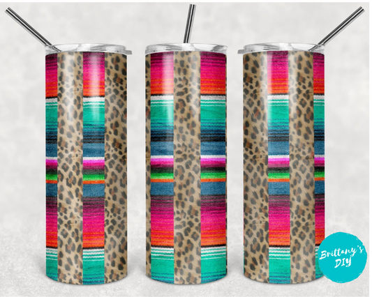 Stripes and Cheetah Print Tumbler