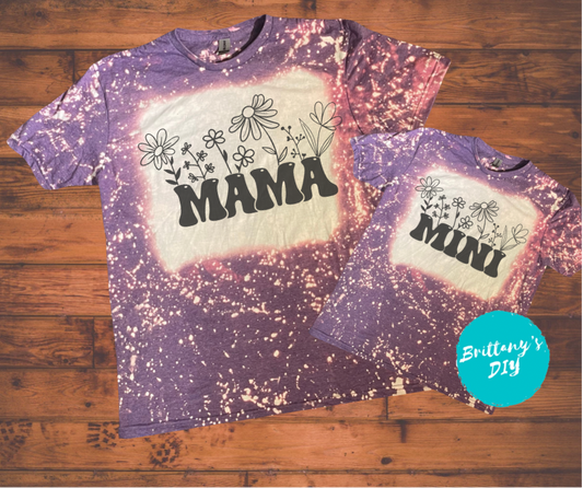 Mama and Mini Flowered Bleached Shirt Set