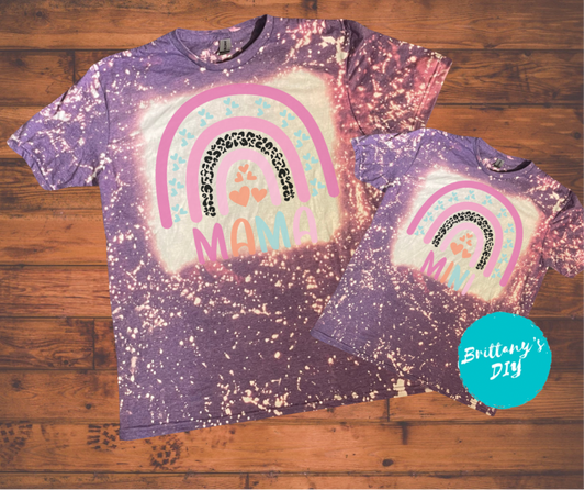 Mama and Mini Rainbow Bleached Shirt Set