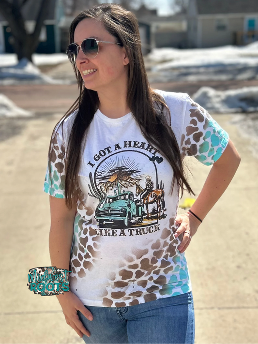 WS Completed Heart like a Truck Top with Cow Print