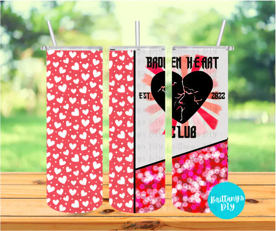 Broken Heart Club Tumbler Sublimation Print