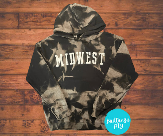 Midwest in Black Bleached Hoodie