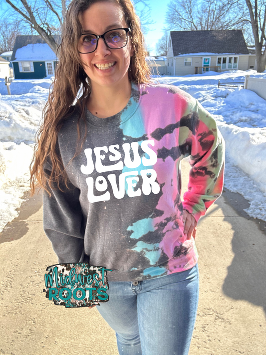 Jesus Lover Reverse Tie Dye Top