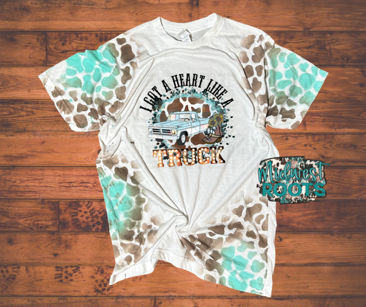 Heart Like a Truck Teal Cow Print Top 2