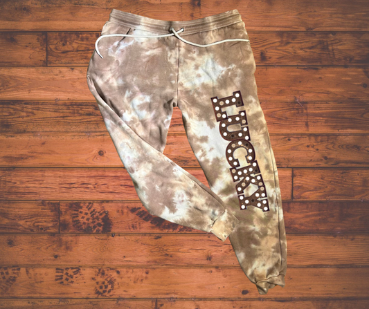 Lucky Tie Dyed Joggers in Tan