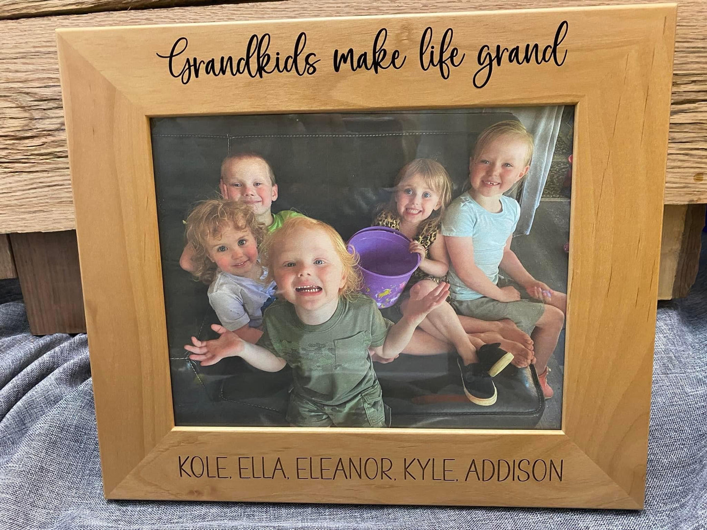 Custom Grand Kids Make Life Grand Laser Engraved Picture Frame