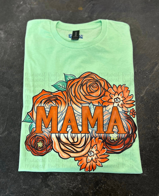 WS Completed Mama Orange Flowers Top in Mint