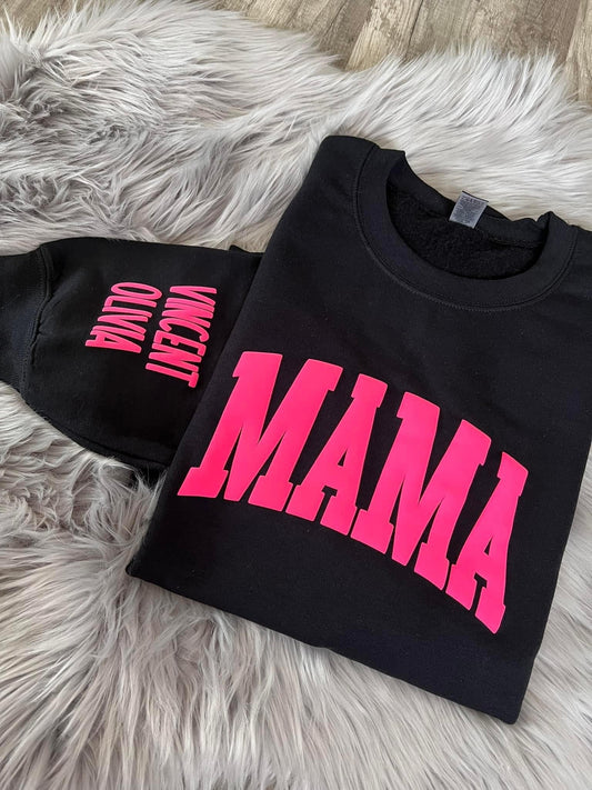 Pink Mama Puff Print WITHOUT kids names Top