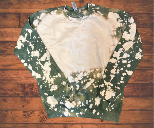 RTS Blank Bleached Sweatshirt in Heather Sport Green Splatter